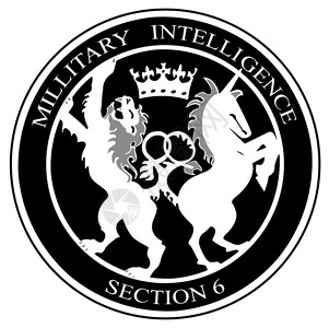 军事人物素材MI6 标准徽章军事情报间谍标识纽带绘画英语插图背景