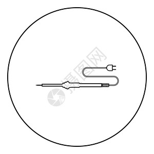 钎焊无线电维修工作用电烙铁圆形轮廓黑色矢量插图平面式图像设计图片