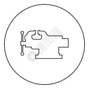 替补副颚虎钳修复夹工具图标在圆形轮廓黑色矢量插图平面样式 imag设计图片