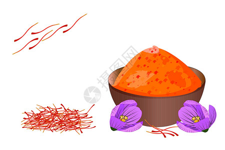 伊朗椰枣孤立在白色背景上的藏红花香料插画