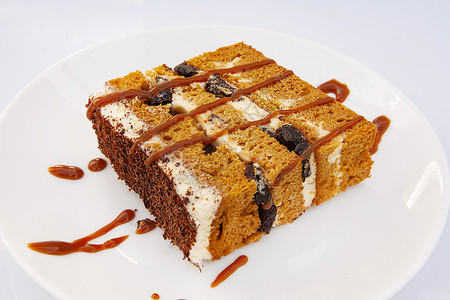 蜂蜜蛋糕切片食物棕色糖果甜蜜甜点浅色背景产品烘烤背景图片