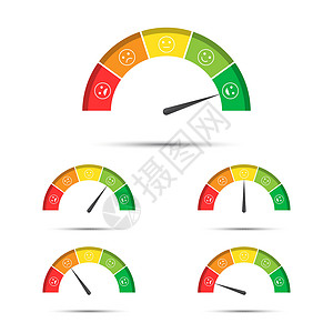 泪流成河表情评级客户满意度的矢量图示从红色到绿色 带有彩色微笑简单的转速计速度计和指示器 带有在白色背景上隔离的表情符号情感消费者测量进步成设计图片