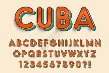 拉丁素材现代 3D 字母表字母数字和符号 复古排版设计图片