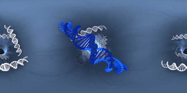 柱状数据分析图DNA 脱氧核糖核酸结构的 3d 插图 等距柱状 360 VR 图像 医学全景背景细胞微生物学生物印迹虚拟现实折纸渲染宏观科学显背景