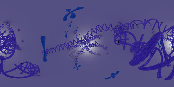 3D柱状DNA 脱氧核糖核酸结构的 3d 插图 等距柱状 360 VR 图像 医学全景背景科学身体显微镜细胞流动生物渲染生物学折纸印迹背景