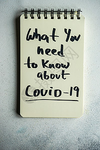 Covid19病毒概念世界笔记医疗面具消毒剂口罩药品保健理念背景图片