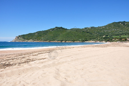 科西卡南部美丽的风景 阿贾西奥旅游太阳海滩海湾草地太阳能板旅行活力全景港口背景图片