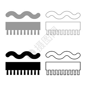 墙纸符号图标轮廓上的扫帚刷涂耐磨指定设置黑色灰色矢量插图平面样式 imag插画
