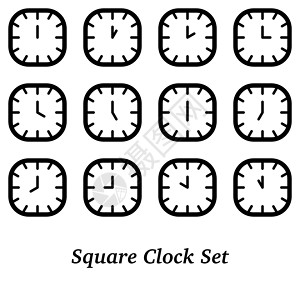 圆形边缘时钟设置图标设计 eps 1倒退方角时区计时器乐器工资顺时针倒数小时商业插画