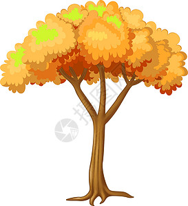 美丽的棕色叶子树卡通背景图片
