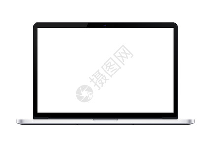 白色背景的孤立的银银笔记本电脑模型空白工具展示视网膜屏幕插图小样背景图片