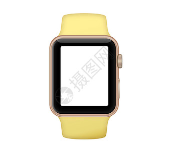 铝箱智能手表和花粉黄色带Name健身房支付黑色小样展示白色屏幕工具按钮案件背景图片