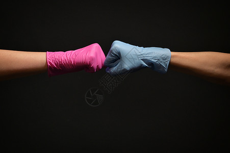 比握手的细菌要少得多 拳头撞伤比握手还容易扩散颠簸感染病菌预防疾病药品封锁手套城市警告背景图片