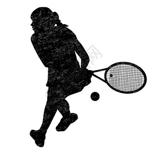 网球球剪影网球女子球员剪影工作室健康运动员白色成人女性玩家阴影黑色插图背景
