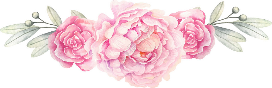 用于婚礼装饰的渐变粉红色水彩画 penoy 花绘画坡度植物群画笔仪式墨水花园刷子妈妈们便士背景图片