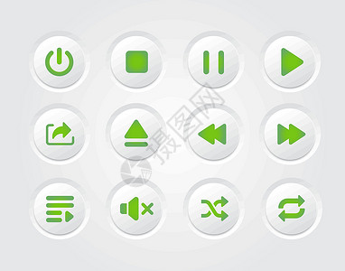 播放列表矢量隔离音乐播放器绿色渐变界面设计 ic插画