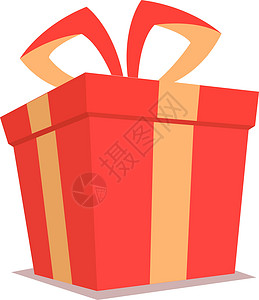 带丝带包装的独立红色圣诞礼品盒背景图片