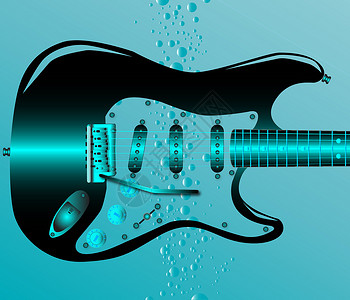 潜水吉他乐器音乐身体气泡插图背景图片