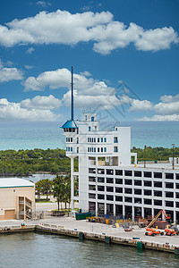 港港港口安全大楼的建造建筑工程背景图片