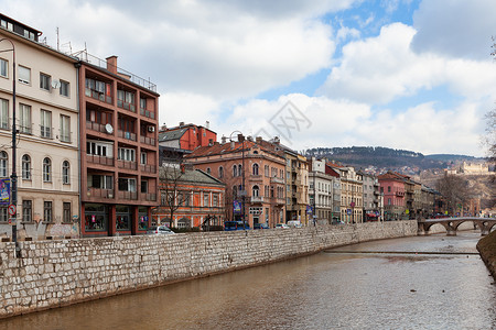 巴拉尼亚萨拉热窝 波斯尼亚和黑塞哥维那的建筑香蕉建筑学蓝色文化历史性旅行拉丁城市环境石头背景