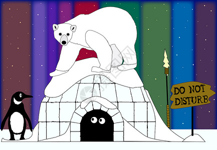 企鹅北极熊极之夜矢量图片标识绘画温度冰块寒冷艺术图像插图背景