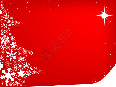 红红圣诞节标签卡片绘画白色雪花红色艺术品星星插图贺卡背景图片