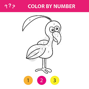 教育儿童游戏 按数字排列图片 用鸟的彩色书籍Name学习幼儿园思维逻辑艺术染色童年孩子数数卡通片背景图片