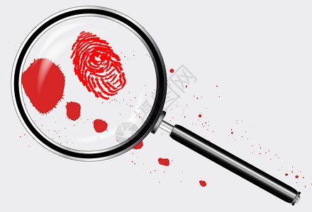 警探放大镜红色插图工作指纹检查艺术艺术品警察检测血溅背景图片