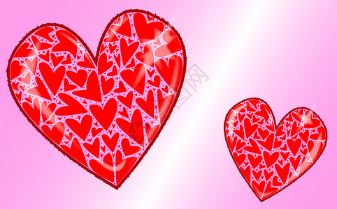 双爱心两颗心绘画红心英石红色插图艺术品恋人心形艺术背景图片