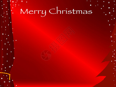 红圣诞卡薄片圣诞卡片窗帘红色流苏季节性绘画场景插图背景图片