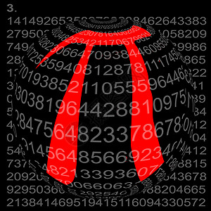 管道球体十进制圆圈插图球形绘画公式半径艺术品红色黑色背景图片