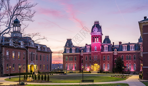 WV 摩根城西弗吉尼亚大学伍德本厅名录宝藏校园地方市中心名胜戏剧性景观大学教育背景图片