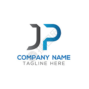 日本公司创意字母 JP 标志设计矢量模板 初始链接字母 JP 标志设计营销公司品牌金融标识网络会计建造市场商业插画