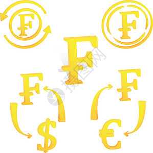 转换符号3D 法国弗兰克货币符号设计图片