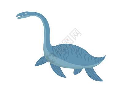 恐龙插画蛇颈龙图标平面样式 孤立在白色背景上 插画背景