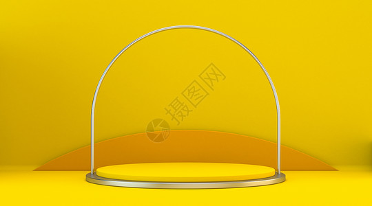 带金属框架 3 的黄色橙色模拟获奖者领奖台背景图片