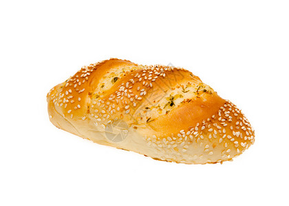 大蒜面包食物黄油白色背景图片