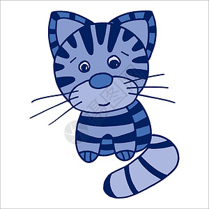 可爱条纹小猫彩色可爱猫咪涂鸦素描 白色背景上的手绘孤立插图 设计 T 恤打印游戏和应用程序的插图设计图片