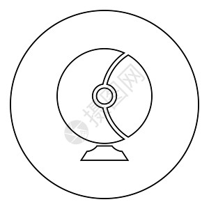 太空宇航员头盔宇航员装备概念图标圆形轮廓黑色矢量图平面样式图像背景图片