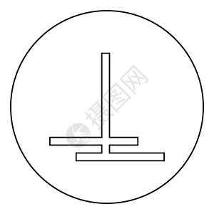 在圆形轮廓黑色矢量插图平面样式图像中的墙纸符号图标上用重叠指定粘合后切断背景图片