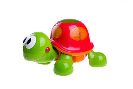 儿童玩具绿海龟快乐绿色婴儿白色塑料乐趣背景图片
