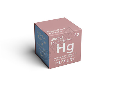 化学元素背景汞 过渡金属 门捷列夫的Peri化学元素正方形插图原子盒子科学质量渲染化学品3d研究背景