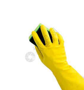 清洁工作用黄色手套和黄色手套清洁工海绵绿色工具卫生蓝色红色玩具塑料橡皮背景图片