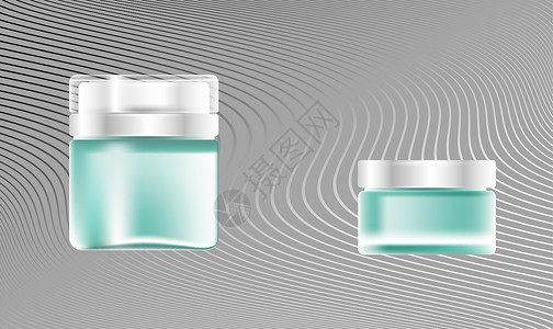 在抽象背景上模拟美容霜容器的插图产品皮肤治疗魅力杂志化妆品保湿身体瓶子海报设计图片