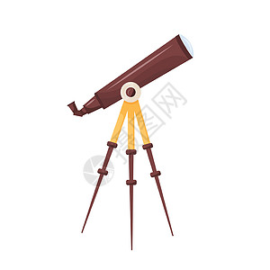 卡通望远镜望远镜卡通矢量图 用于搜索星座的天文馆工具 在三脚架平面彩色物体上监视玻璃 白色背景上孤立的夜空观测仪器设计图片