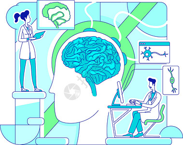 神经学家大脑研究细线概念向量它制作图案设计图片