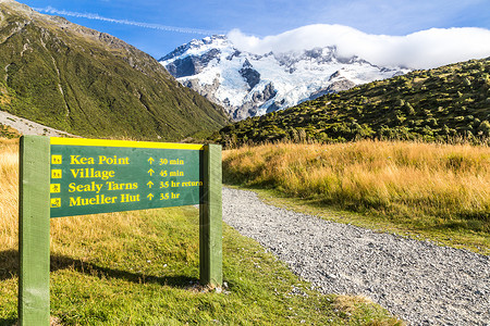 国家公园 新西兰 大洋洲冰川天空顶峰国家公吨蓝色旅行旅游风景公园背景图片