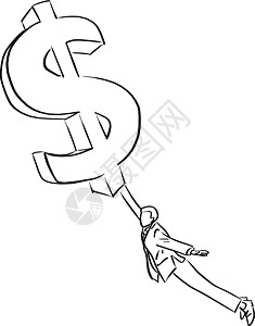 伊势路商务人士抓住飞翔的大美元符号矢量伊路斯特拉设计图片