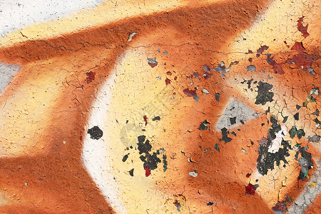 风化的涂鸦墙 城市街头艺术之美 纹理背景黄色文化艺术品创造力墙纸街道橙子背景图片