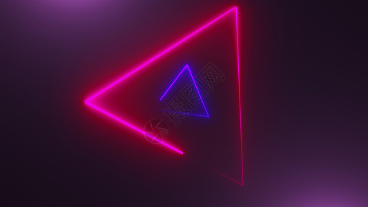 圆形三角形在计算机生成的 backdrop3D rende 中的许多霓虹三角形外表力量框架灯泡运动插图正方形活力激光圆形背景